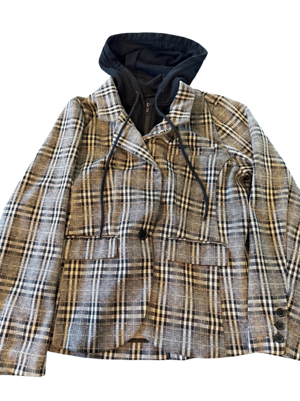 Liverpool Plaid Blazer with Black Hood